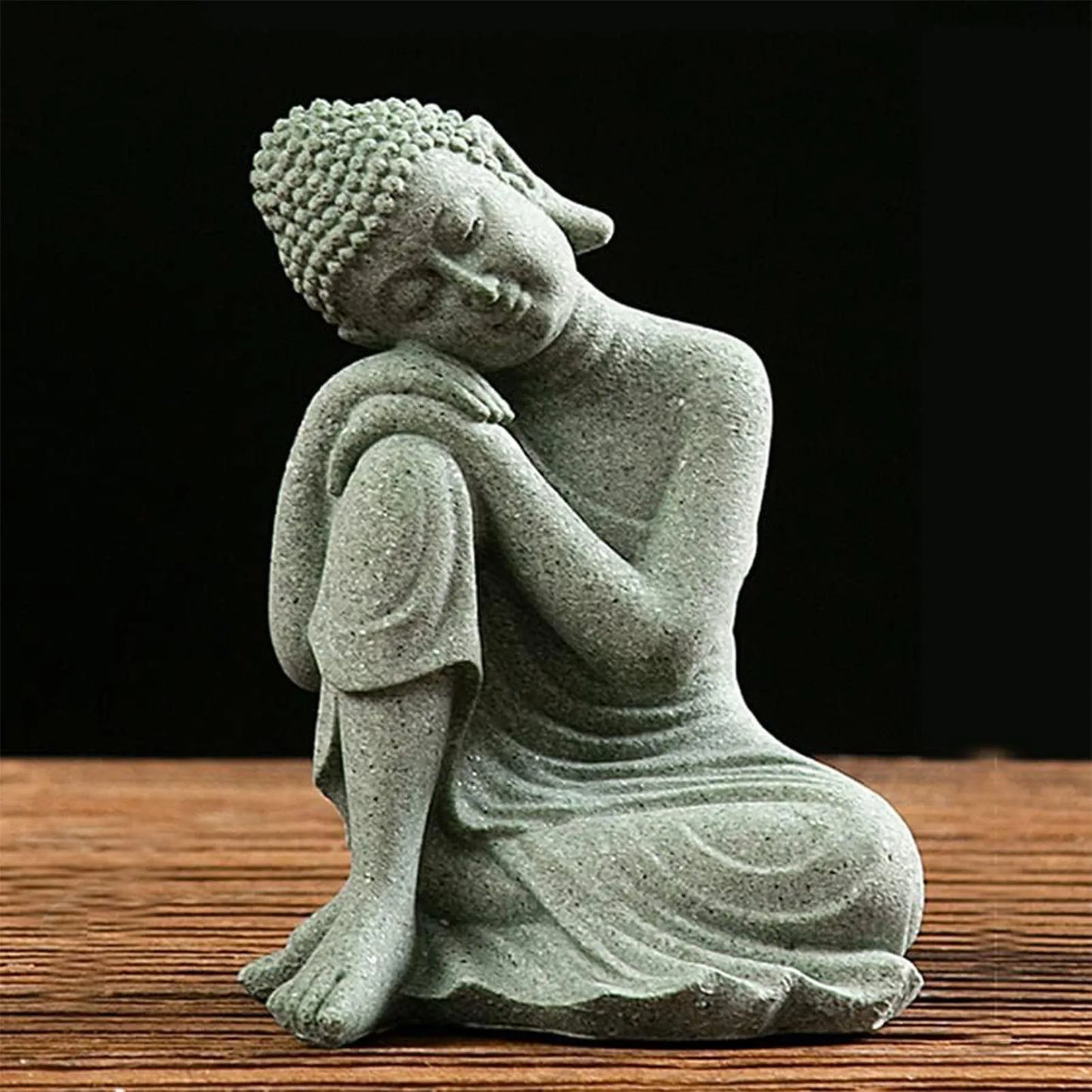 Green Sandstone Buddha Statue for Home Altar Meditation Room Decor Zen Buddhist Sculpture Spiritual Ornaments
