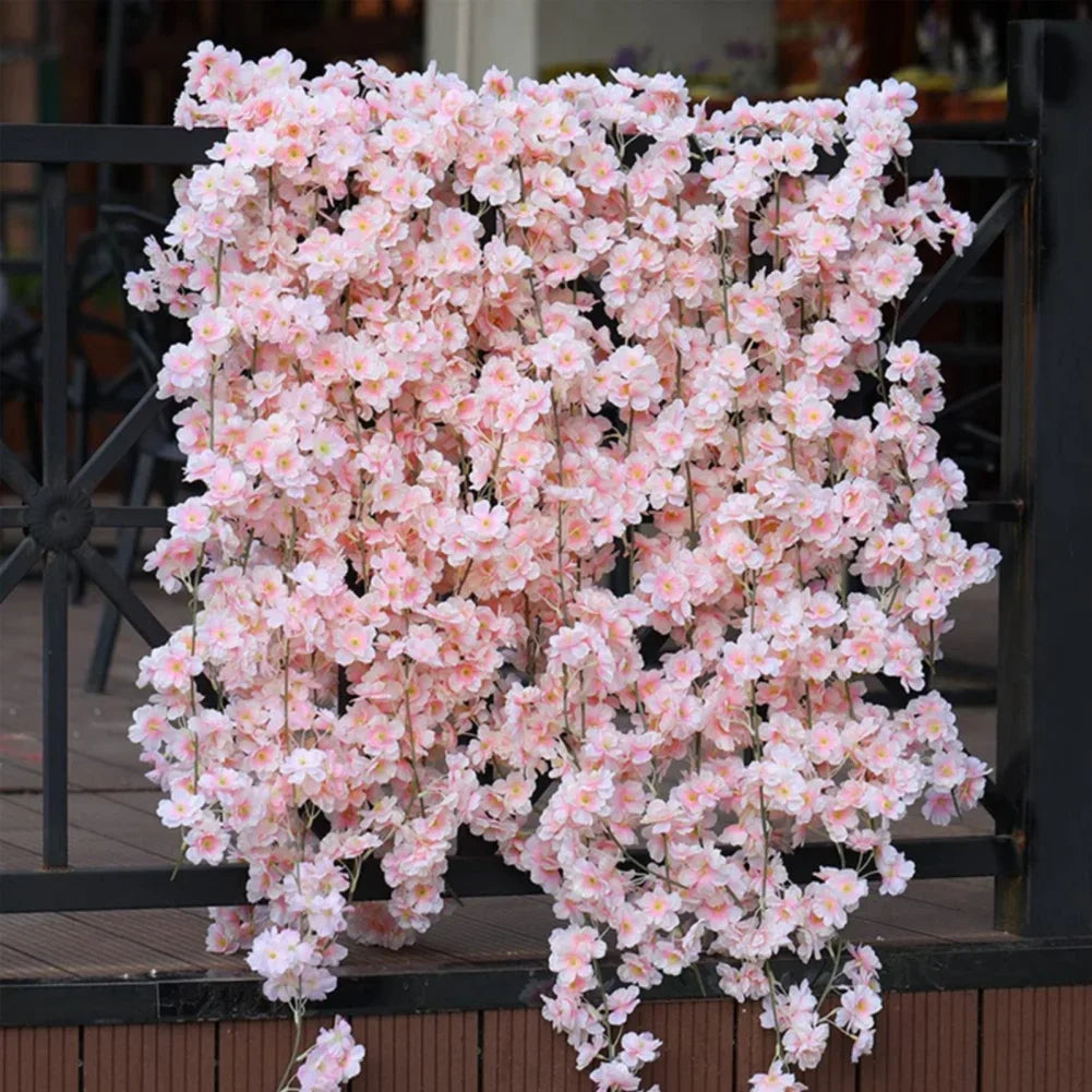180cm Artificial Sakura Flowers Vine Wedding Party Home Decor Outdoor Garden Rose Arch Silk Scrapbook Background Wall Plants