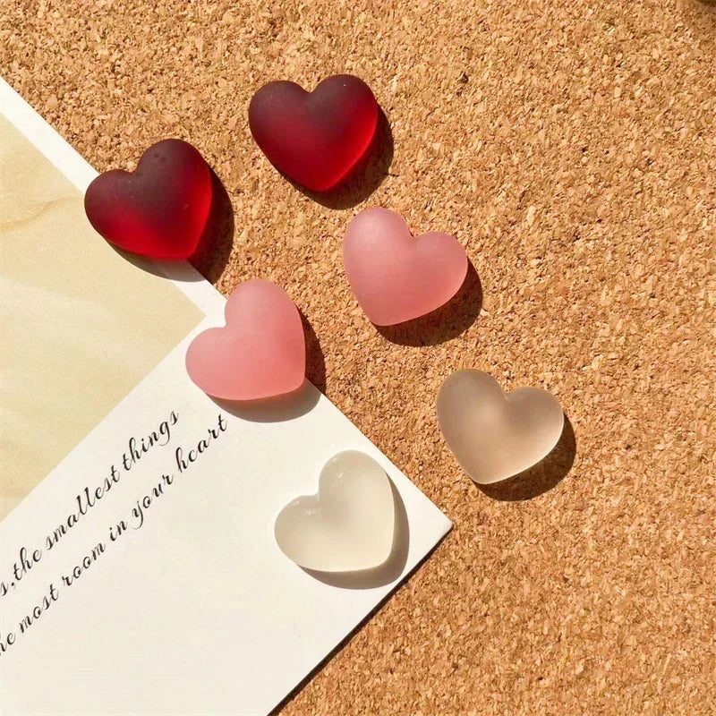 6pcs Refrigerator Magnet Set Frosting Pink Heart Magnetic Decor Whiteboard Plan Photo Stickers Home Decoration