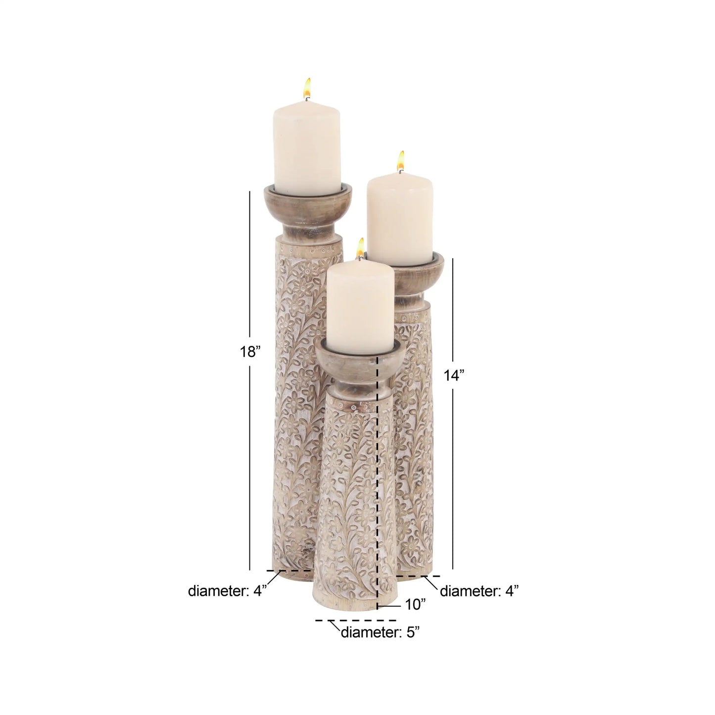 The brown decorative candle holder set is made of mango wood and iron candlesticks, making it both durable and elegant.