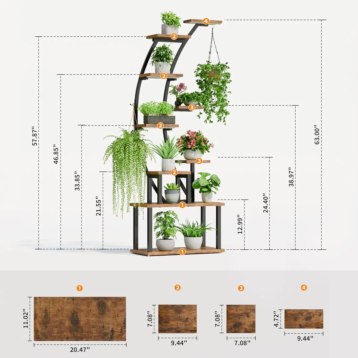 Plant Stand Indoor with Grow Lights 9 Tiered Corner Plant Holder Large Flower Display Shelves for Living Room Bedroom Home Decor