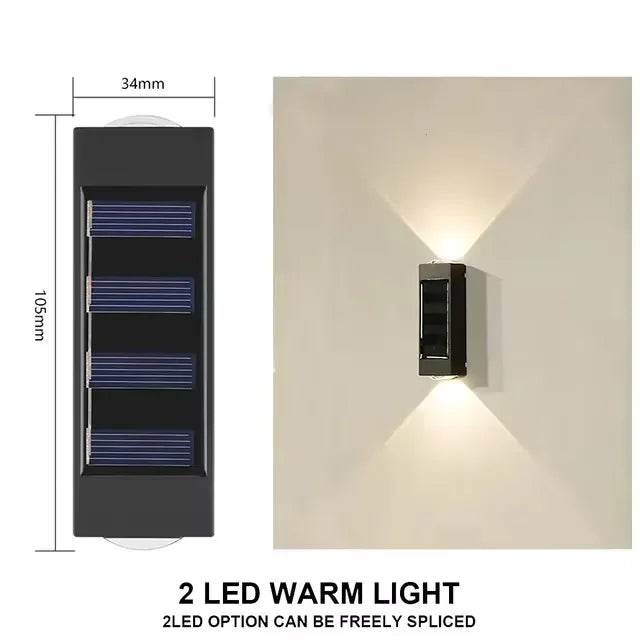 Solar Led Wall Lamp Outdoor Waterproof Solar Powered Light Up And Down Illuminate Home Garden Porch Yard Decoration Streetlights