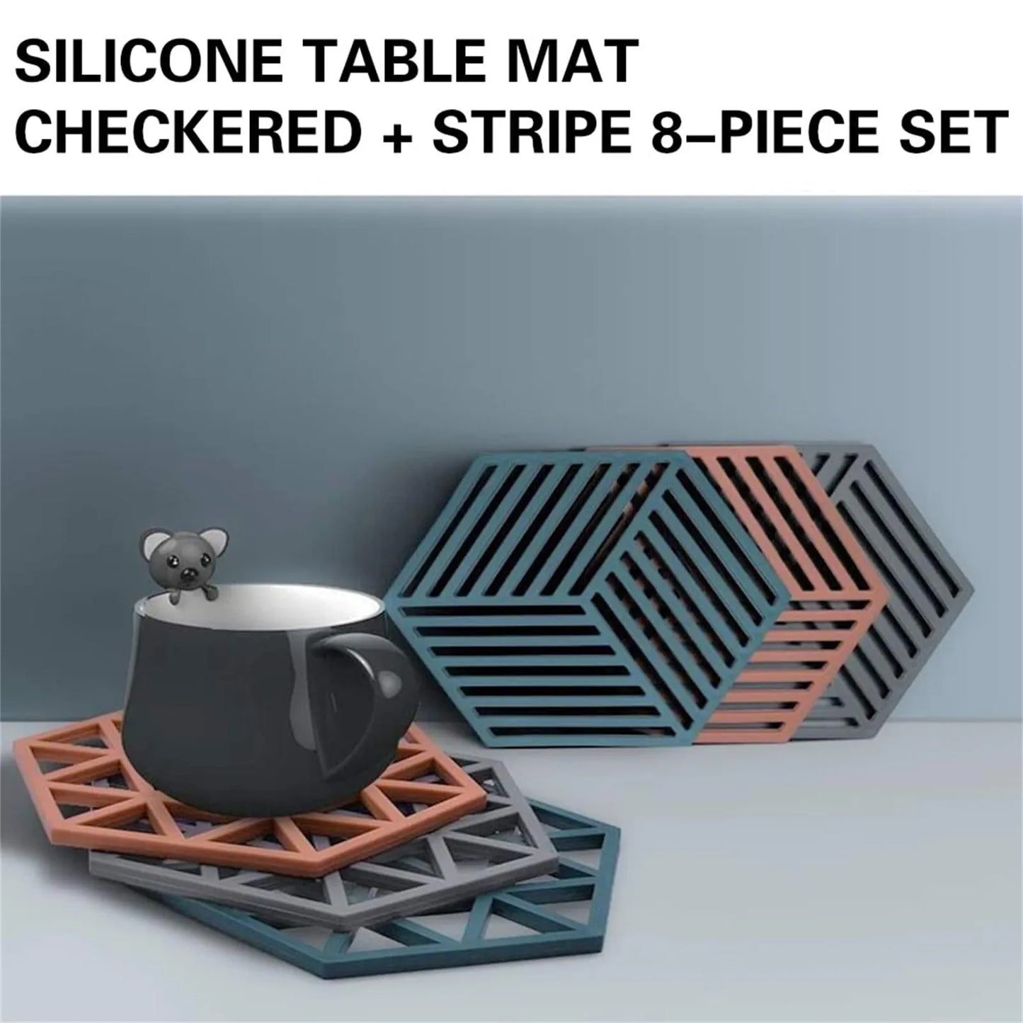 8 Style Silicone Trivet Mats And Hot Pads Hexagon Heat Resistant Kitchen Tool Counter Mat Silicone Placemat Pot Holder