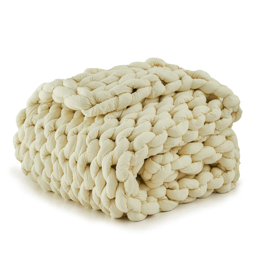 Simple&Opulence Handmade Chunky Knit Weighted Blanket for Adults, Cooling Heavy Cable Knitted Throw Blanket  Home Decor for Sofa