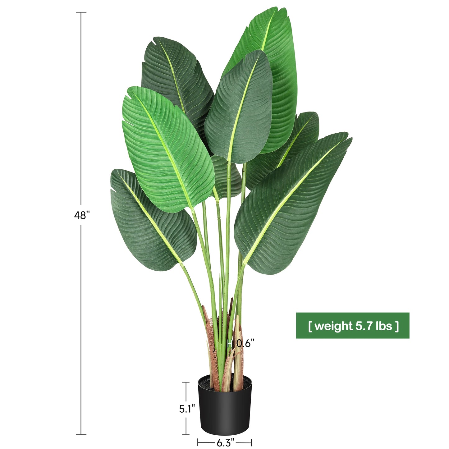 4Ft Aritificial Bird of Paradise Plant Fake Tropical Palm Tree with 8 Trunks Artificial Banana Leaf for Indoor Outdoor Decor