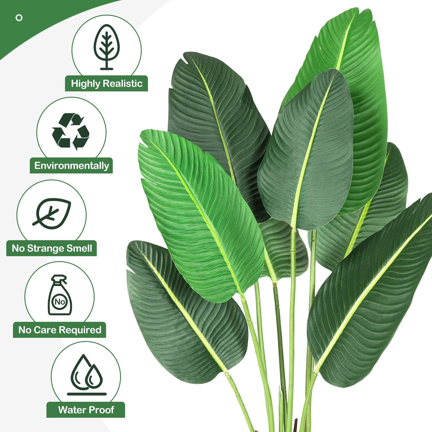 4Ft Aritificial Bird of Paradise Plant Fake Tropical Palm Tree with 8 Trunks Artificial Banana Leaf for Indoor Outdoor Decor