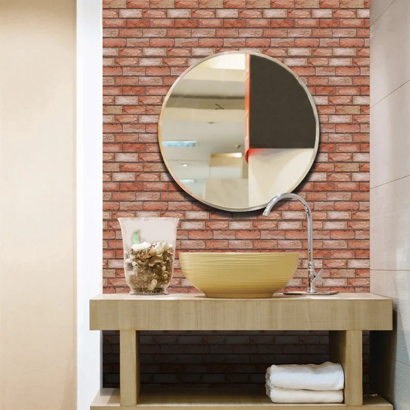 10Pcs Self Adhesive Waterproof 3D Wall Panels Peel and Stick Subway Tile Brick Wallpaper Retro Sticker for Livingroom  Fireplace