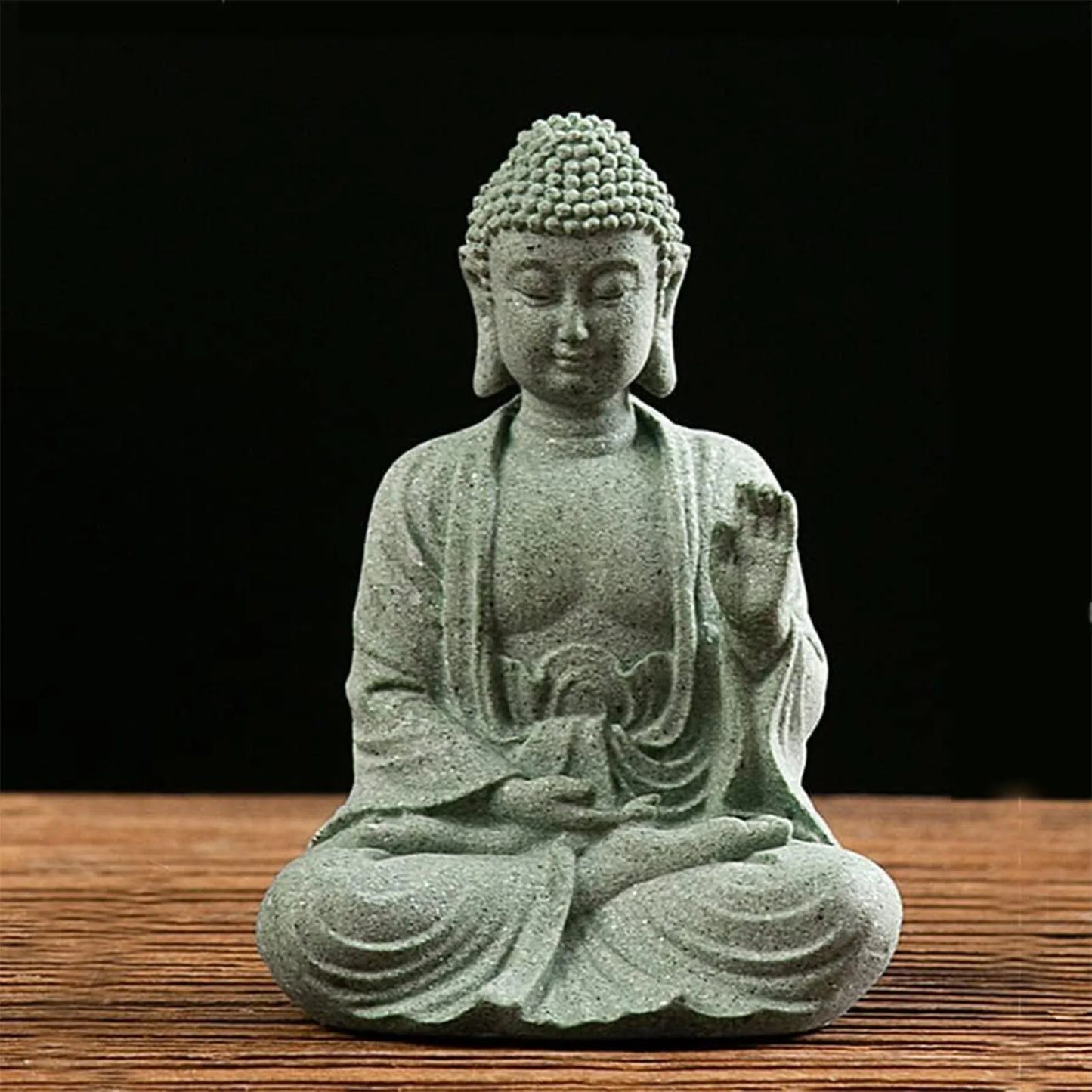 Green Sandstone Buddha Statue for Home Altar Meditation Room Decor Zen Buddhist Sculpture Spiritual Ornaments