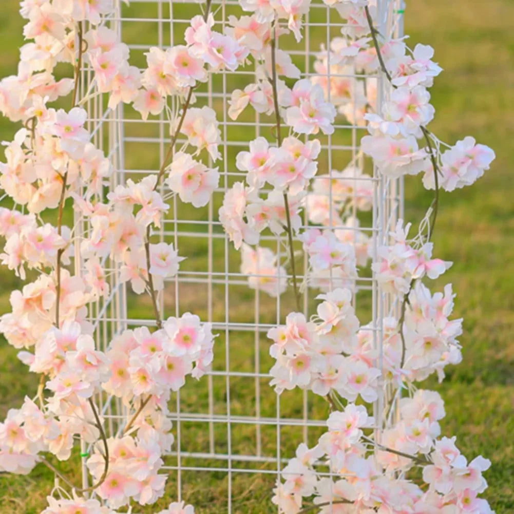 180cm Artificial Sakura Flowers Vine Wedding Party Home Decor Outdoor Garden Rose Arch Silk Scrapbook Background Wall Plants