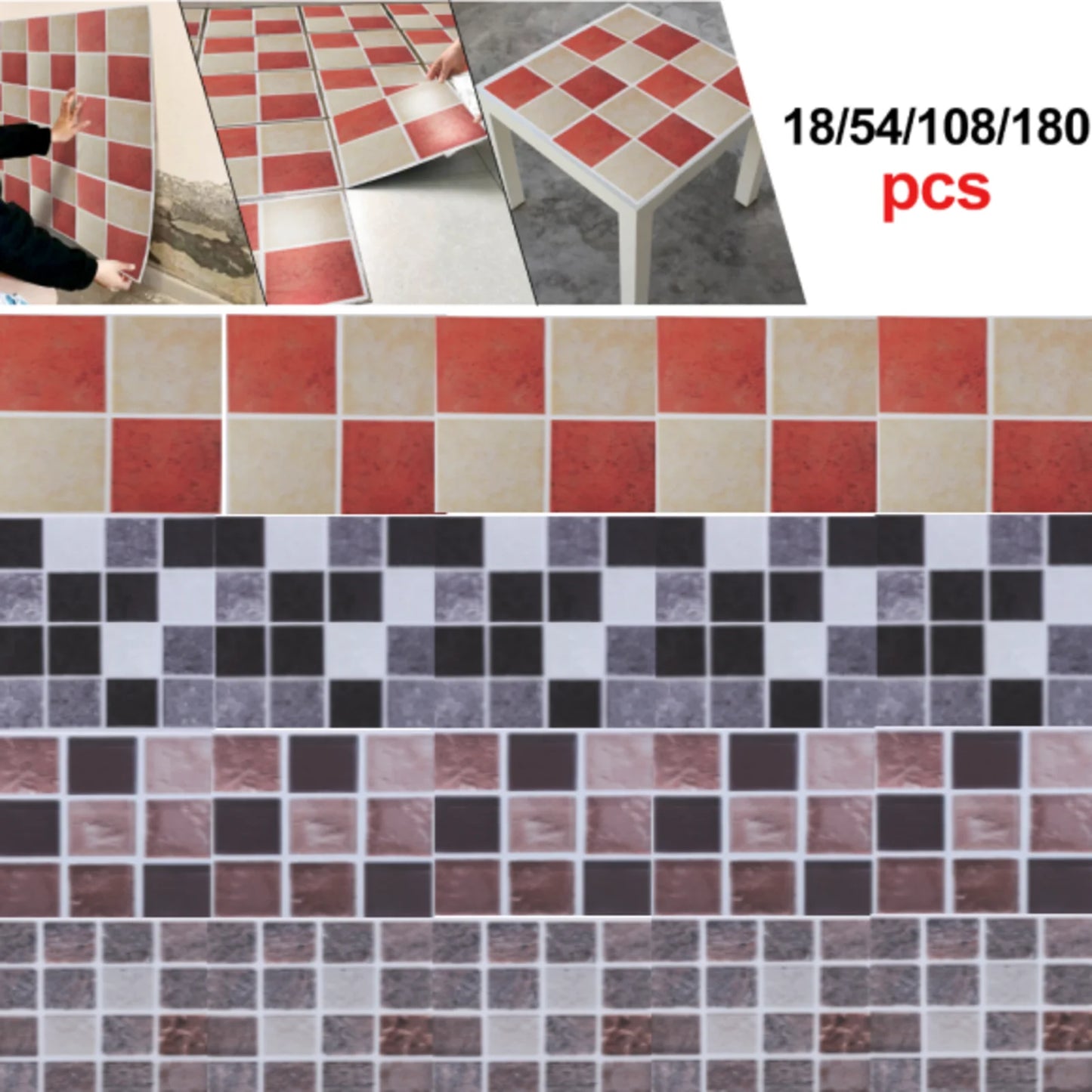 Mosaic Tile Transfer Stickers Bathroom Kitchen  Home(10cm*10cm) waterproof Tile Sticker Tile Sticker Stickers Bathroom