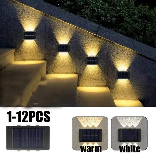 Solar Led Wall Lamp Outdoor Waterproof Solar Powered Light Up And Down Illuminate Home Garden Porch Yard Decoration Streetlights