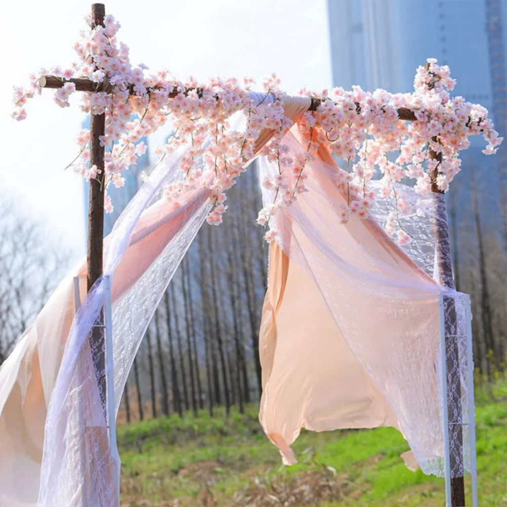 180cm Artificial Sakura Flowers Vine Wedding Party Home Decor Outdoor Garden Rose Arch Silk Scrapbook Background Wall Plants