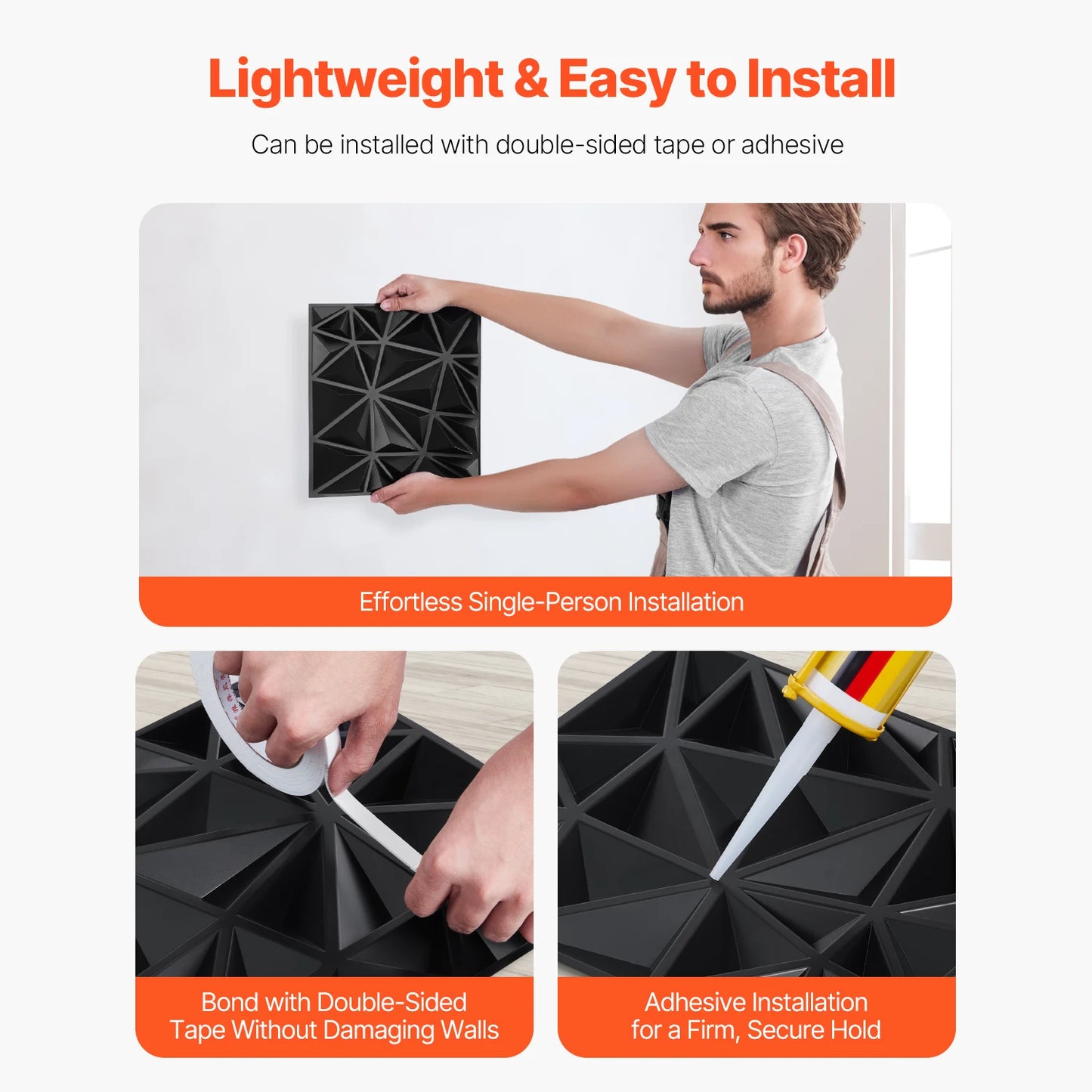 VEVOR 3D Wall Panels PVC Modern Art Minimalist Diamond Tiles Coverage Accent Wall Panel Interior Home Decor for Ceiling Bedroom